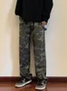 Mäns jeansbyxor raka last Hip Hop Man Cowboy Pants Camouflage Retro Classic i denim Stacked Goth XS