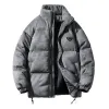 Modedesigner-Herren-Wildlederjacken, Winter, neuer Stil, Wildleder-Baumwoll-gepolsterte Jacke, High-End-Stehkragen, lockere Passform, Brotmantel, übergroße, trendige Baumwollkleidung