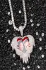 Hip Hop Iced Out Love Shape Flip Custom Po Pendant Personality Creativity DIY Necklace with Rope Chain5591880