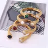 Brand Gold Color Top Zircon Egyptian Pharaoh Design Jewelry Colorful Bracelet Open Bangle Cuff3354500