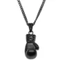 Mens Hip Hop Colar Jóias Aço Inoxidável Preto Luvas de Boxe Pingente Colares Com 3mm60cm Ouro Cubano Chain1686167