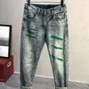 Heren Jeans Gescheurd Gebroken Man Cowboybroek Met Gaten Broek Stretch Print Elastisch Taps toelopend Gescheurde Kleding Y2k Jaren 2000 Katoen Kpop