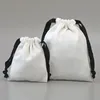 Stuff Sacks Weiße Leinentaschen mit schwarzem Kordelzug, hochwertige, individuell bedruckte Geschenk-Baumwollbeutel, 10 x 15/18 x 23/29 x 39 cm, 231212
