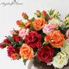 Vivid Real Touch Rose Flor de seda artificial colorida para la decoración del banquete de boda 2 cabezas ramo de alta calidad C181126011612817