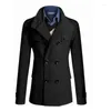 Мужские плащи 2023, осень-зима, шерстяное пальто высокого качества, длинное тонкое пальто, мужское однотонное двубортное толстое деловое повседневное пальто
