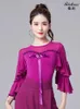 Scen Wear X2191 Lady Modern Dance Jumpsuit Latin Ballroom Dancing Blus Waltz Round Neck Lotus Leaf