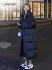 Piumino da donna Vielleicht Cappotto invernale lungo dritto tinta unita Casual Parka da donna Abbigliamento Giacca invernale elegante con cappuccio Capispalla femminile 231212