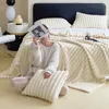 Blankets Blanket Winter Warm SkinFriendly Bedspread Solid Striped Throw Sofa Air Conditioning For Bedroom 231213