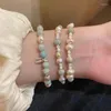 Bracelets à maillons en céramique colorée pour femmes, perles d'imitation, Double corde douce, accessoires pour les mains