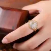 Bröllopsringar Huitan Gorgeous Gold Color Bridal Full Cubic Zirconia Brilliant Lady Party Accessories High Quality Women Jewelry 231213