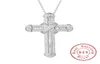 New 925 Silver Exquisite Bible Jesus Pendant Necklace for women men Crucifix Charm Simulated Platinum Diamond Jewelry N0286865058