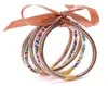 Glitter Jelly Bangles Multicolor Silicone Armband Set Ribbon Bowknot Powder Decor Fashion Circle Wristlets 5st Q07194896999