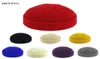 12 Kolorowy zimowy żebrowany dzianinowy mankiet Krótki akrylowy melon Cap swobodne stałe kolor Skullcap workowato retro ski hat czapka 249U7485119