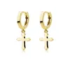 Rostfritt stål Cross Earring Classic Minimalist Gold Color Dingling Cross Hoop örhängen för män Kvinnor Juveler5366260