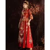 Roupas étnicas Tradicional Chinês de Alta Qualidade Bordado Vestido de Casamento Noiva Vermelho Plissado Xiuhe Retro Refinado Elegante Marry Cheongsam 231212