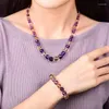Pendant Necklaces Natural Amethyst Necklace Bracelet Set 128 Sides 64 Tower Chain Women's Multi-faceted Crystal Jewelry Girlfriend Gift