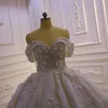 Stunningbride 2024 Abito da ballo di lusso con scollo a cuore Abiti da sposa Puffy Tulle Pizzo con perline di cristallo 3DFore al largo della spalla Abito da sposa lungo formale