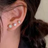 Stud Earrings Trendy Sliver Color Ball For Women Shiny Crystal Zircon Small Round Ear Bone Piercing Earring Jewelry Gift