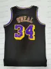 Mens 34 Shaquille Oneal 32 Jersey de basket-ball jaune Shaq Neal Purple Men Cousue