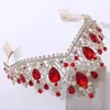 Hair Clips Red Crystal Bride Crown With Combs Luxury Rhinestone Tiaras Headwear Pageant Birhtday Party Bridal Wedding Dress Jewelry