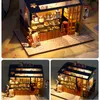 Arkitektur/DIY House Japanese Sushi Store Diy Miniature Doll House With Furniture Miniatures Sushi House Dollhouse Toys for Children Girls Gifts 231212