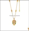 Halsband hängar juvelryfashion grön kristallhuvud hänge halsband lämpligt för damer bröllop smycken droppleverans 202546848