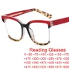 Solglasögon Half Frame Square Reading Glasses Women Fashion Recept Eglaslasses Sexig Retro Red Leopard Clear Anti Blue Light 1S260i