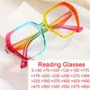 Zonnebril Dames Designer Leesbril Luxe Vierkant Regenboog Groot Frame Anti Blauw Licht Optiek Brillen op sterkte Plus 2.5