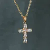 Naszyjniki wiszące jeden kawałek Jezus Cross Naszyjnik dla kobiet luksus kryształowy różowe złoto srebrne łańcuchy kolorów biżuteria ślubna Prezent206t