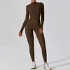 Traje de yoga Boilersuit Manga larga Ropa deportiva para mujer Gimnasio Cremallera Monos Entrenamiento Highintensity Fitness Onepiece Skintight Garment 231212