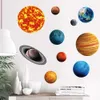 Planeta luminoso adesivos de parede sistema solar terra sol lua adesivos para quarto das crianças decoração para casa espaço exterior decalques parede brilho