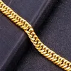 Brazalete de color dorado chapado en oro real de 18 quilates, tamaño 8 mm, 20 cm, brazalete de cadena grande y grueso para hombres, joyería entera 257q