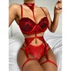 Soutien-gorge Ensembles Transparent Lingerie Sexy Pour Femmes Sous-Vêtements Érotiques Ensemble Costume De Sexe Soutien-Gorge Strings Jarretière Ceinture Costume Porno Dentelle