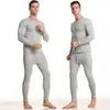 Herrens termiska underkläder bär sport set 2-stycken vinter varm fleece fodrad långa johns pyjama för män runt halsbaslager