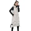 Gilet da donna Gilet lungo chic con cappuccio per donna Gilet invernale caldo Piumino capispalla femminile senza maniche