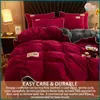 Conjuntos de cama UPzo Velvet Flannel Bedding Set Plush Solid Color Duvet Cover Fofo Reversível Plush Bedding Set Quente para Winter3Pcs Sem Folha 231212