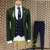 Męskie garnitury Blazers Kurtka biznesowa ciemnosą granatowe spodnie kamizelki 3 Styk Slim Fit Wedding Tuxedo dla mężczyzn 231212