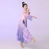 Ropa de escenario Traje de baile clásico para niños Ropa de gasa elegante Chicas Leotardos Fan Chino Clásico Hanfu Rendimiento