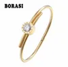 BORASI Stainless Steel Letter Bracelets Bangles For Women Charms Bracelets Gold Color Crystal Jewelry For Valentines Gift4437625