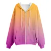 Hoodies femininos oversized zip up hoodie feminino com capuz cordão gradiente impressão bolsos zíper camisolas jaquetas gótico y2k jaqueta casaco
