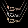 Collier I Love Jesus en argent Rose or, pendentifs stéthoscope en forme de cœur, bijoux à la mode pour femmes et hommes, cadeau 215y