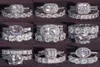 Роскошный комплект из настоящего стерлингового серебра 925 пробы, овальный комплект обручальных колец принцессы огранки для женщин, обручальное кольцо, ювелирные изделия вечности, цирконий R4975 P08186799736