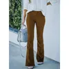 Frauen Hosen 2023 Herbst/Winter Einfarbig Hohe Taille Slim Fit Micro Flare Cord Elastische Casual Vielseitig