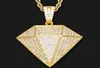 Bling Big Zircon Stéréoscopique Triangle Forme Pendentif Collier Hommes Glacé Chaîne Géométrique Hip Hop Bijoux Chains1082957