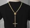 Men Luxury Long Necklace Gold Silver Full Iced Out Rhinestones Jesus Face With Big Pendant Necklace Rosary Punk Jewelry6839121