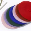 Chapeaux à bord avare 100 laine béret chapeau femmes hiver épais filles françaises couleur unie automne bérets casquettes pour casquette plate feutre 231213