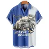 Рубашка повседневные рубашки, летний винтажный топ с 3D принтом автомобиля, свободная гавайская мужская рубашка, пляжная модная одежда Aloha, Ropahombre 933