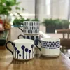 Kubki 450 ml Nordic INS Blue Home Breakfast Kubek Kubek Kubek Duża pojemność Malowane ręcznie robane ceramiczne owsiane herbata herbaty