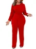 Women's Jumpsuits Rompers Women Jumpsuit Long Sleeve High Waist Slim Fit Ladies Overalls Red African Elegant Classy Big Size One Piece Rompers Autumn NewL231212