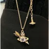 Designer Viviene Westwoods New Viviennewestwood Newempress Dowager Xis Arrow Pierced Heart Necklace Female Wore Arrow Saturn Clavicle Chain Spice Girl Hip Hop Nec